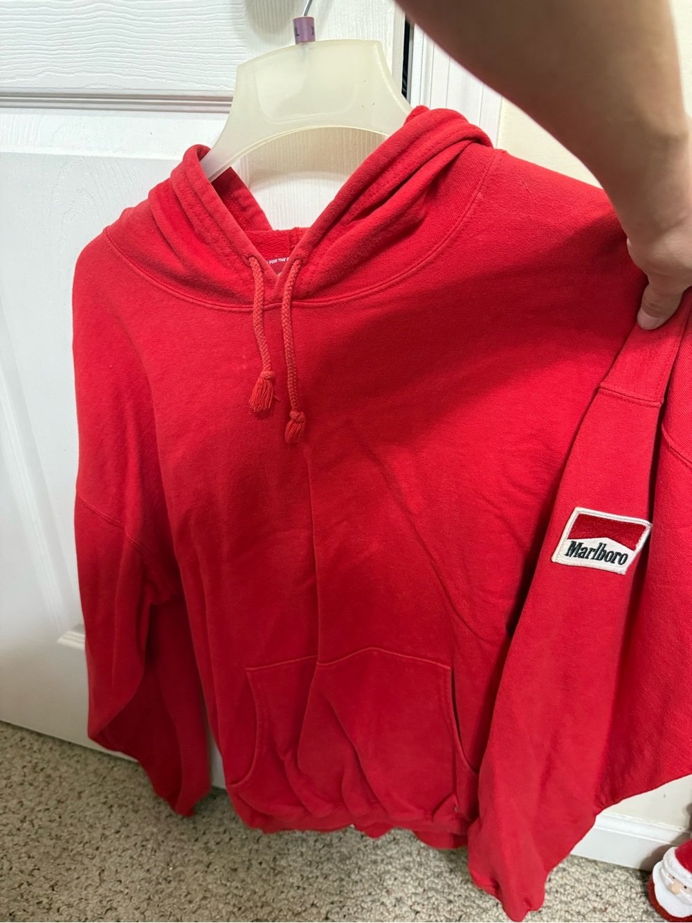 Vintage Marlboro Red Pullover Hoodie with Drawstring size large